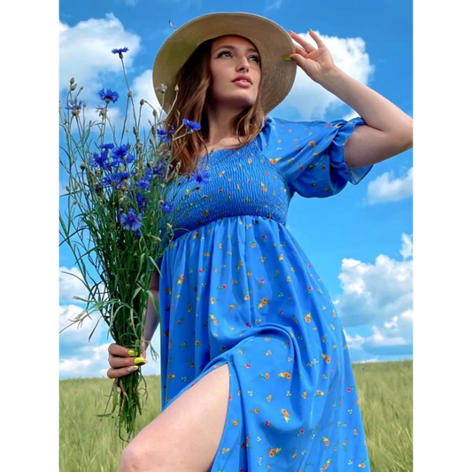 Puff Sleeve Party Dress - All Dresses - 2