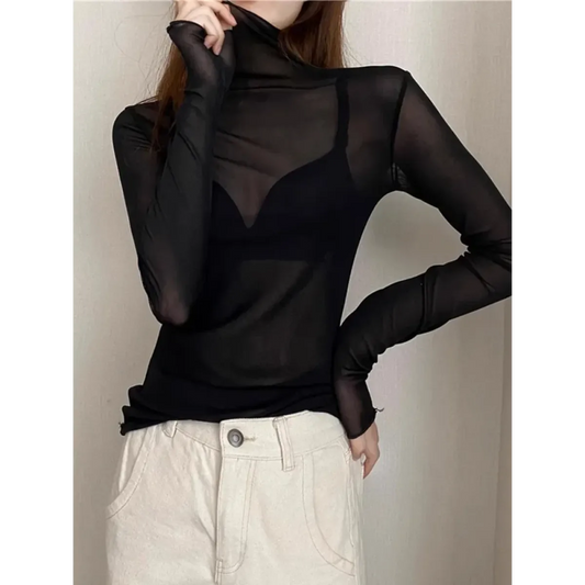 Punk Mesh Long Sleeve Top - Tops & Tees - Tops - 1