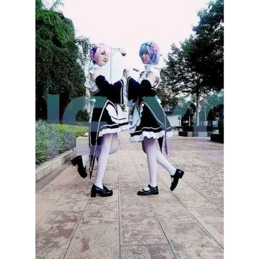 Ram Rem Cosplay Costume - Re:Zero Kara Hajimeru Isekai Seikatsu - Black Maid Outfit - Women’s Clothing & Accessories - 2