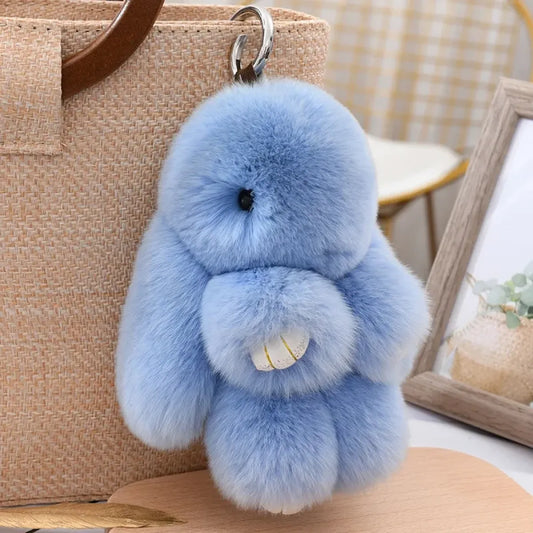 Fluffy Real Rex Rabbit Fur Bunny Keychain - Harajuku Style - Accessory - 2