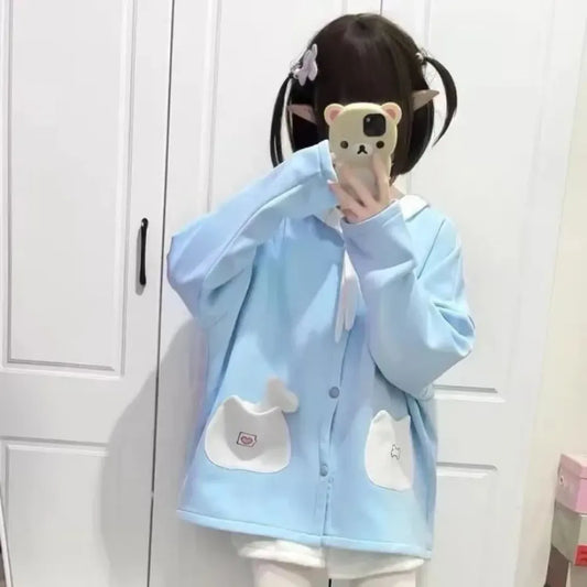 Y2K Bear Ear Sailor Collar Cardigan - Women’s Clothing & Accessories - Cardigan - 2