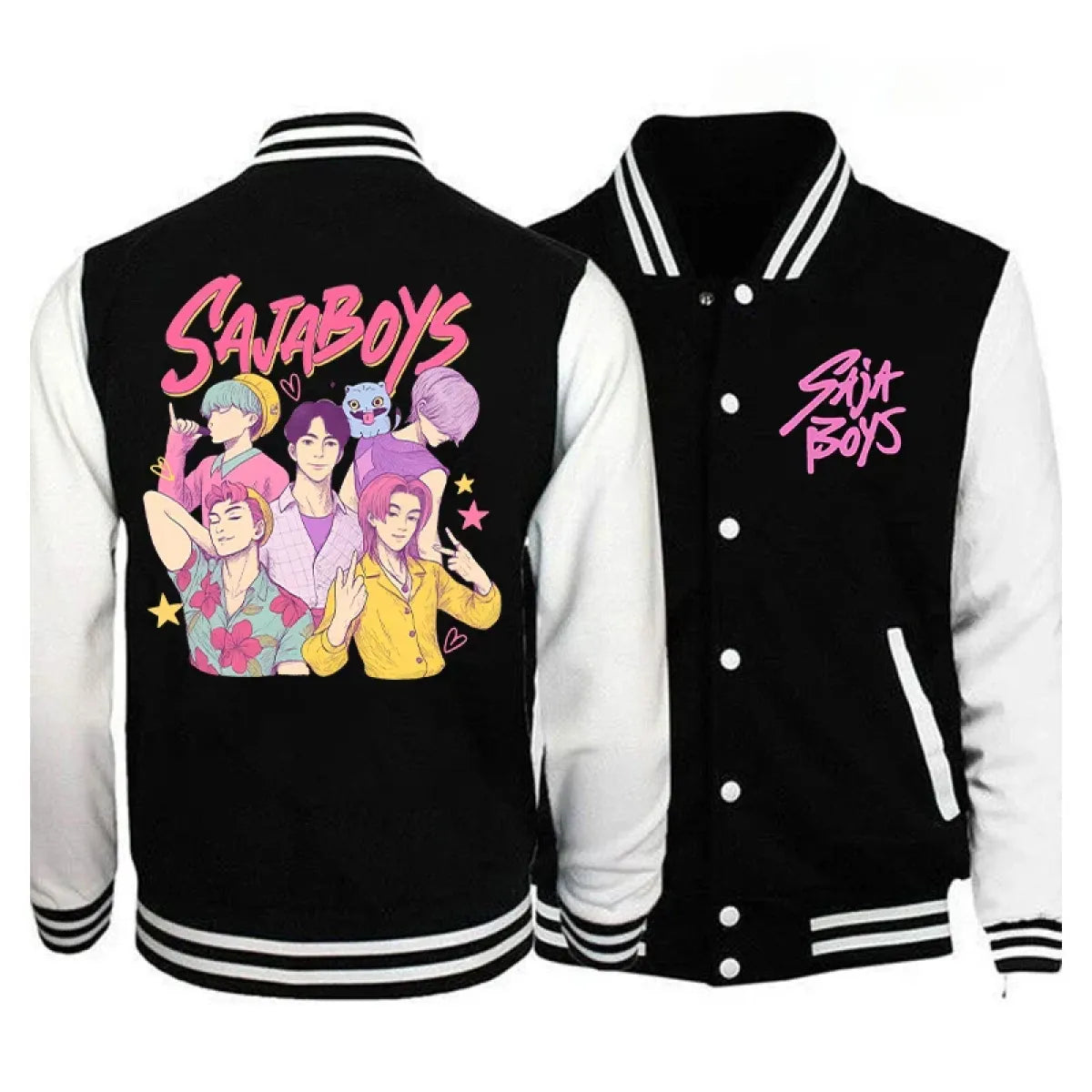 Saja Boys Kpop Demon Hunters Fleece Baseball Jacket – Kawaii Stop