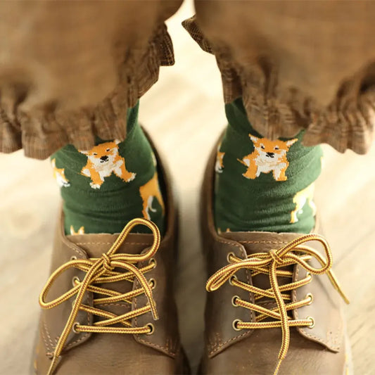 Shiba Inu Crew Socks - Kawaii Pet Animal Combed Cotton Short Socks - Socks & Hosiery - 2