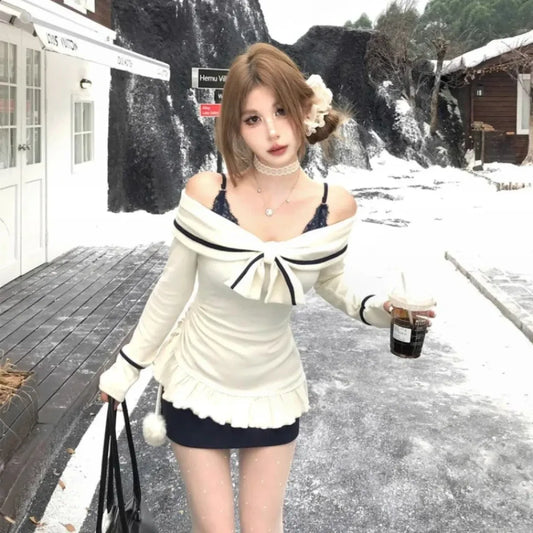 Sweet Off Shoulder Ruffle Mini Dress - All Dresses - Dresses - 1