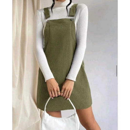 Corduroy A-Line Sleeveless Slip Dress - All Dresses - 6