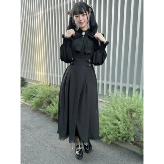 Gothic Lace Bow Stand Collar Lolita Dress - All Dresses - Lolita Dress - 2