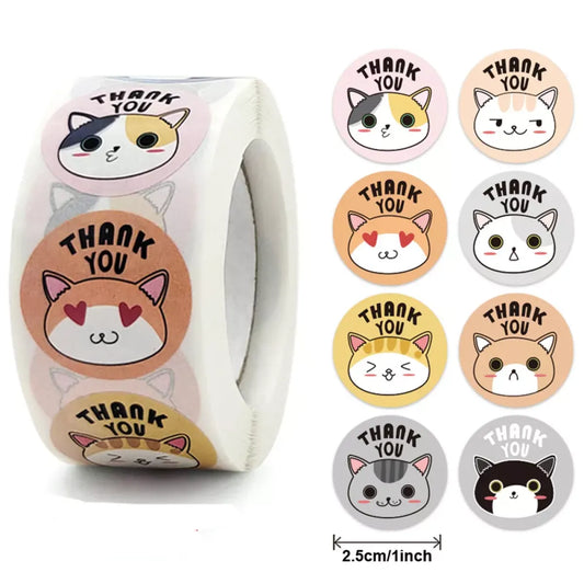 Cute Animal Thank You Stickers Roll - 100-500 PCS - Stickers - 1