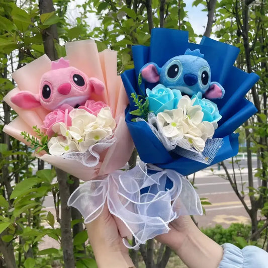 Stitch Plush Flower Bouquet – Kawaii Handmade Gift for Valentine - Christmas - Plushie - 1