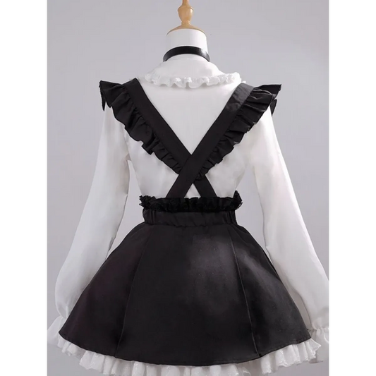 Black & White Sweet Lolita Blouse and Dress – Lace Ruffle Bow Detail - All Dresses - Long - Crew - Lolita Dress - 2