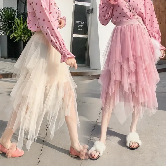 Tulle Midi Skirt for Women - Harajuku High Waist Fashion Summer Tutu - Bottoms - 2