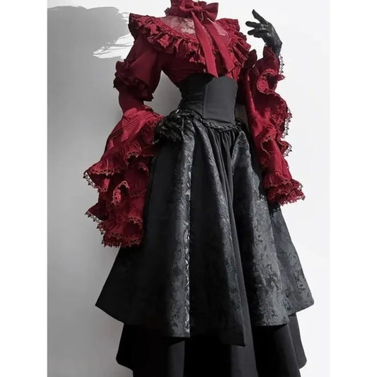 Gothic Vintage Lace Lolita Blouse & Skirt Set - Bottoms - Lolita Dress - 2