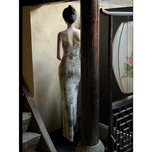 Retro Ink Velvet Dress & Sun Cardigan Set - All Dresses - Sets / Co-ords - 2