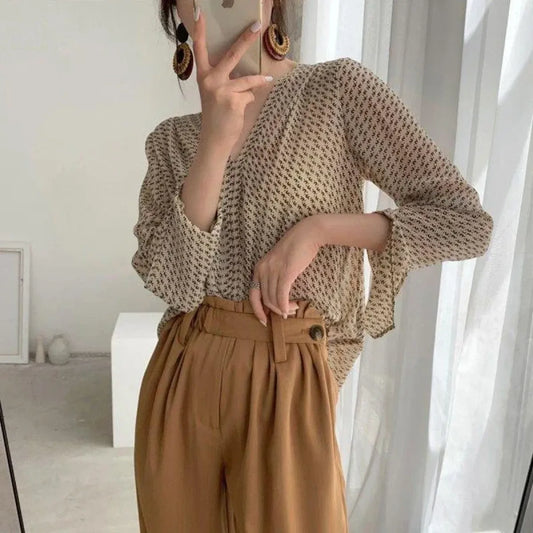 Victorian Print Chiffon Blouse - Women’s Clothing & Accessories - Tops - 2