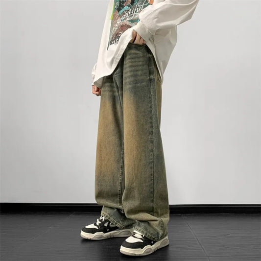 Vintage Wide Leg Denim Pants – Men’s Harajuku Streetwear Jeans - Bottoms - Jeans - 2