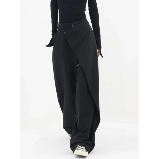 Gothic Japanese Wide Leg Irregular Suit Pants - Bottoms - Pants - 1