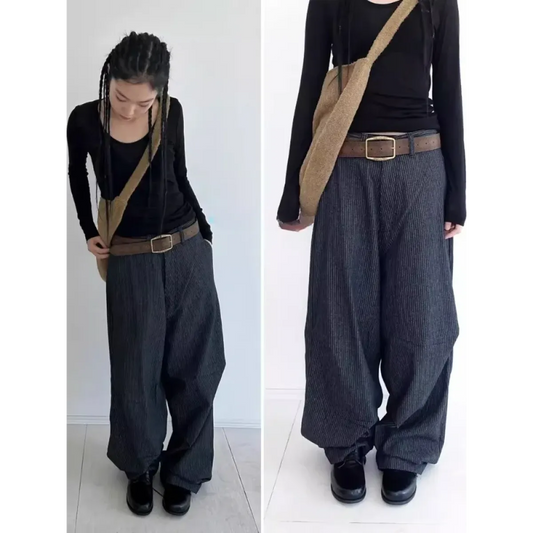 Y2K Low Waist Striped Wide Leg Jeans - Bottoms - Jeans - 2