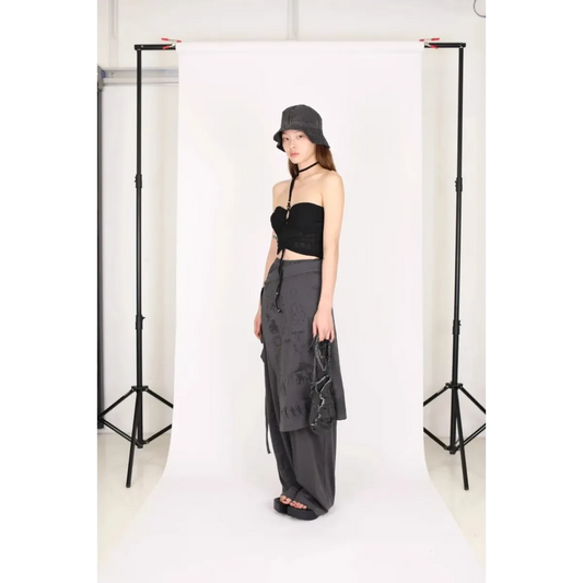Fake Two-Piece Patchwork Wide Leg Pants - Bottoms - Pants - 2