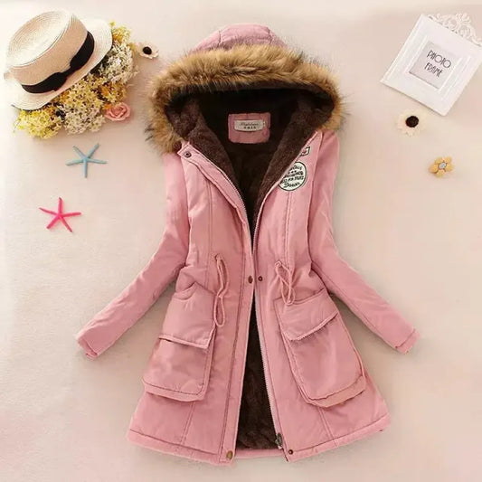 Women’s Winter Cotton Jacket - Hooded Slim Fit Warm Parka - Women’s Clothing & Accessories - Long - Women’s Jackets - 2