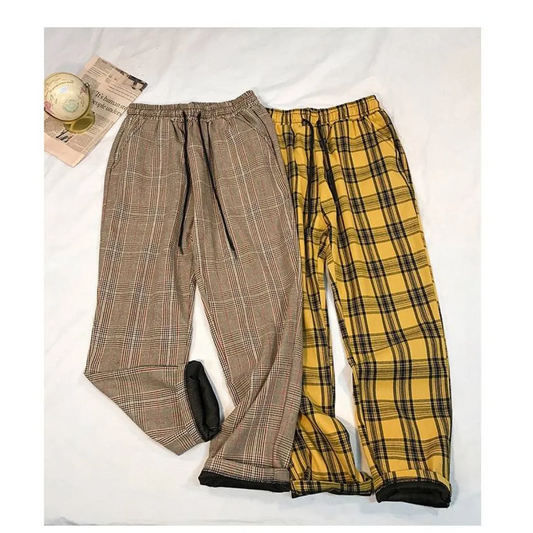 Women Streetwear Plaid Pants - Bottoms - 1