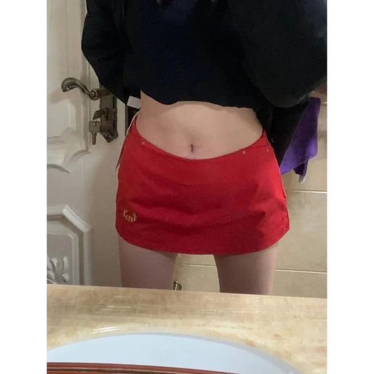 Y2K Bodycon Mini Skirt – Embroidered Detail - Bottoms - Other - Skirts - 1