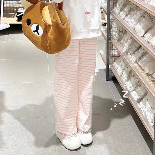 Harajuku Y2K Striped Fleece Sweatpants - Bottoms - Joggers / Sweatpants - 1
