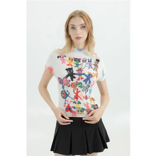 Y2K Graphic Print Women’s T-Shirt - Harajuku Korean Fashion O-Neck Tee - T-Shirts - 1