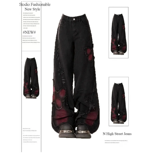 Gothic Baggy Jeans – Y2K Harajuku Grunge Aesthetic - Bottoms - Women’s Pants - 1