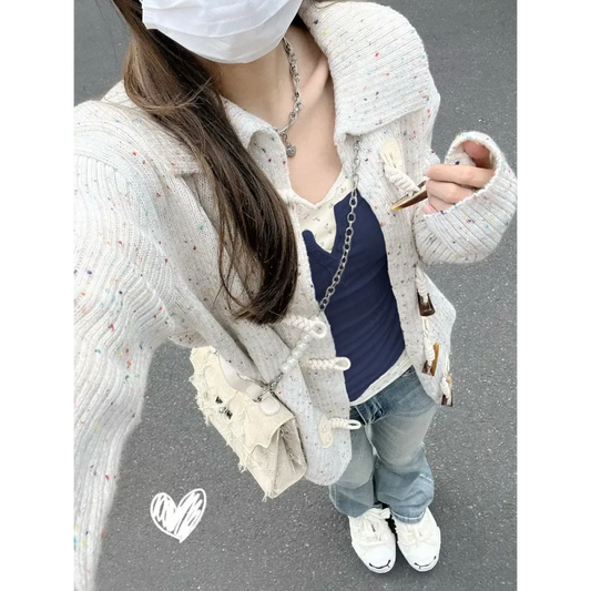 Layered Lace Trim Top – Y2K Harajuku Slim Fit Tee - T-Shirts - Long - V-neck - T-Shirts - 2