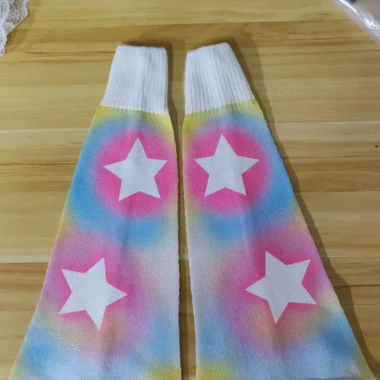 Y2K Kawaii Star Leg Warmers – Harajuku Pastel Tie-Dye Sleeves - Socks & Hosiery - Leg Warmers - 2
