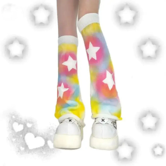 Y2K Kawaii Star Leg Warmers – Harajuku Pastel Tie-Dye Sleeves - Socks & Hosiery - Leg Warmers - 4
