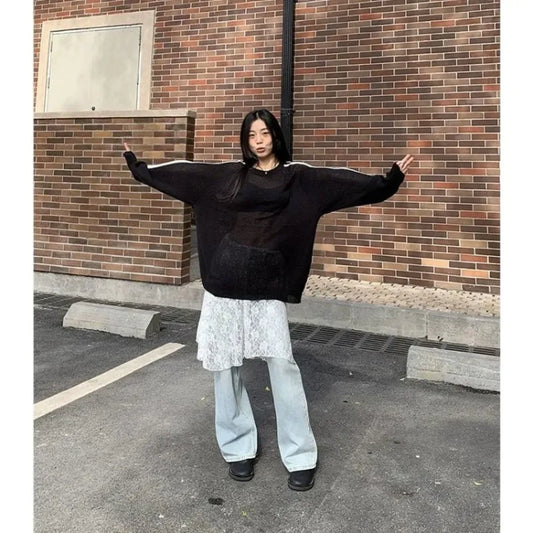 Lace Overlay A-Line Skirt – Y2K E-Girl Summer Drop - Bottoms - Skirt - 2