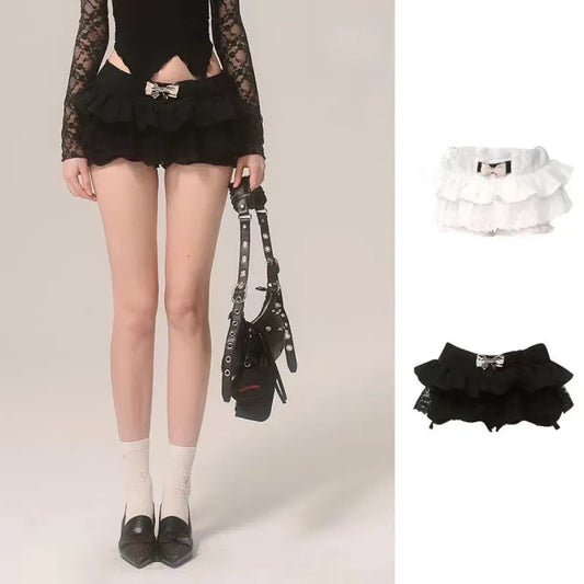 Y2K Lace Ruffle Mini Skirt – Kawaii Coquette Low Waist - Bottoms - Short - Other - Sets - 1