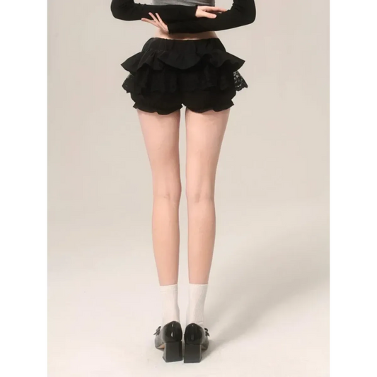 Y2K Lace Ruffle Mini Skirt – Kawaii Coquette Low Waist - Bottoms - Short - Other - Sets - 2