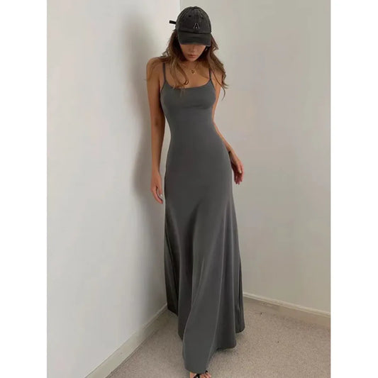 Y2K Backless Bodycon Maxi Sundress - All Dresses - Maxi Dress - 2