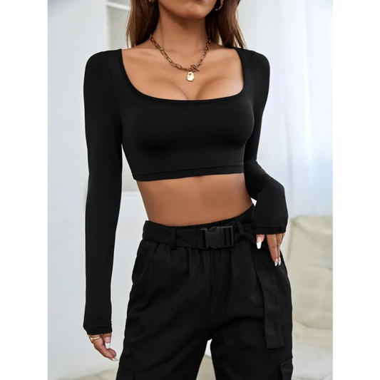 Y2K Long Sleeve Knit Crop Top - Women’s Clothing & Accessories - Crop Top - 2