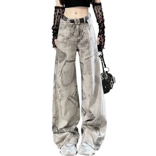 Y2K Tie-Dye Wide Leg Jeans with High Waist - Bottoms - Jeans - 7