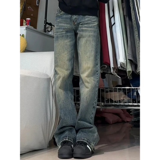 Y2K Retro Washed High Waist Straight Jeans - Bottoms - Jeans - 1