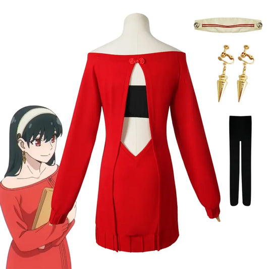 Yor Forger ’Thorn Princess’ Cosplay - Sexy Red Sweater Dress - All Dresses - 1