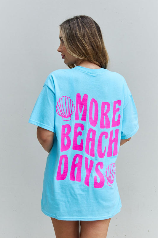 "More Beach Days" Oversized Graphic T-Shirt - Kawaii Stop - Beach Vibes, Black Friday, Casual Chic, Comfortable Wear, Fun Slogan, Graphic T-Shirt, Oversized Fit, Seashell Illustration, Ship from USA, Sweet Claire, Women's Clothing