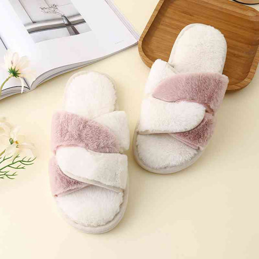 Fur Twisted Strap Slippers - Kawaii Stop - Cozy Comfort, Faux Fur, Flats, Imported, J.Y.D, Luxurious Feel, Ship From Overseas, Shipping Delay 09/29/2023 - 10/03/2023, Slippers, Spa Day Essentials, TPR Sole, Twisted Strap, Ultimate Relaxation