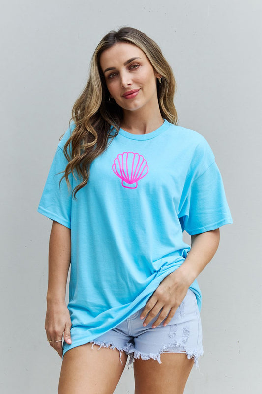 "More Beach Days" Oversized Graphic T-Shirt - Kawaii Stop - Beach Vibes, Black Friday, Casual Chic, Comfortable Wear, Fun Slogan, Graphic T-Shirt, Oversized Fit, Seashell Illustration, Ship from USA, Sweet Claire, Women's Clothing