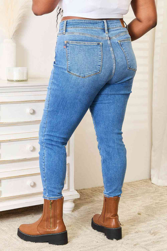 High Waist Skinny Jeans - Kawaii Stop - Chic Style, Clean Look, Comfortable, Cotton Blend, Curve Model, Easy Care, Everyday Elegance, Fashionable, High Waist Skinny Jeans, Judy Blue, Made in Vietnam, Plus Size, Polished Appearance, Regular Size, Ship from USA, Sophisticated, Statement Heels, Stylish, Wardrobe Staple