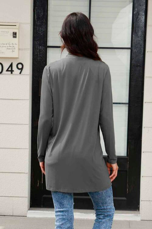 Open Front Long Sleeve Cardigan with Pockets - Kawaii Stop - Basic Bae, Basic Style, Comfortable, Cozy Fashion, Easy Care, Effortless Style, Fashion Forward, Front Pockets, Long Sleeve Cardigan, Opaque Fabric, Open Front, Ship from USA, Slightly Stretchy, Stylish, Timeless Appeal, Versatile, Women's Clothing