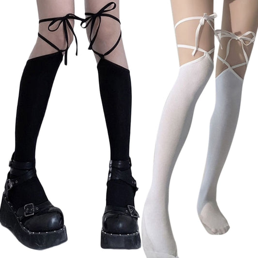 Kawaii Thigh High Stockings - Kawaii Stop - Adjustable Design, Classic Colors, Comfortable, Cosplay, Costume, Daily Wear, Fashion, Japanese Lolita Style, Kawaii Thigh High Stockings, Skin-friendly, Socks &amp; Hosiery, Stockings, Stylish Accessories, Versatile, Women's Clothing &amp; Accessories