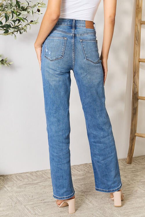 High Waist Distressed Jeans - Kawaii Stop - Classic Style, Comfortable Fit, Confidence Booster, Contemporary Flair, Durable Denim, Edgy Look, Fashion Forward, Fashion Upgrade, Fashionista's Choice, High Waist Distressed Jeans, Judy Blue, Must-Have Pants, Ship from USA, Timeless and Modern, Trendy Ensemble, Unique Distressing, Women's Jeans