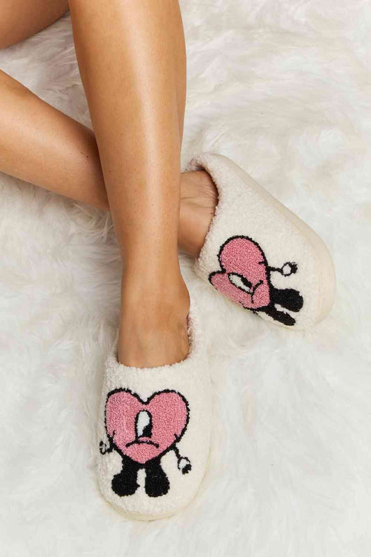 Love Heart Print Plush Slippers - Kawaii Stop - Comfortable Shoes, Cozy Slippers, Cute Slippers, Faux Fur, Gift Idea, Heart Print, Home Comfort, Loungewear, Melody, Non-Slip Sole, Relaxation, Ship from USA, Soft Plush Fleece, Warm Slippers, Women's Footwear