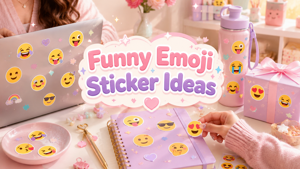 Funny Emoji Stickers: 21 Cute Ideas for Laptops Journals and Gifts - Cute Stickers, Funny Emoji Stickers, Gift Ideas,