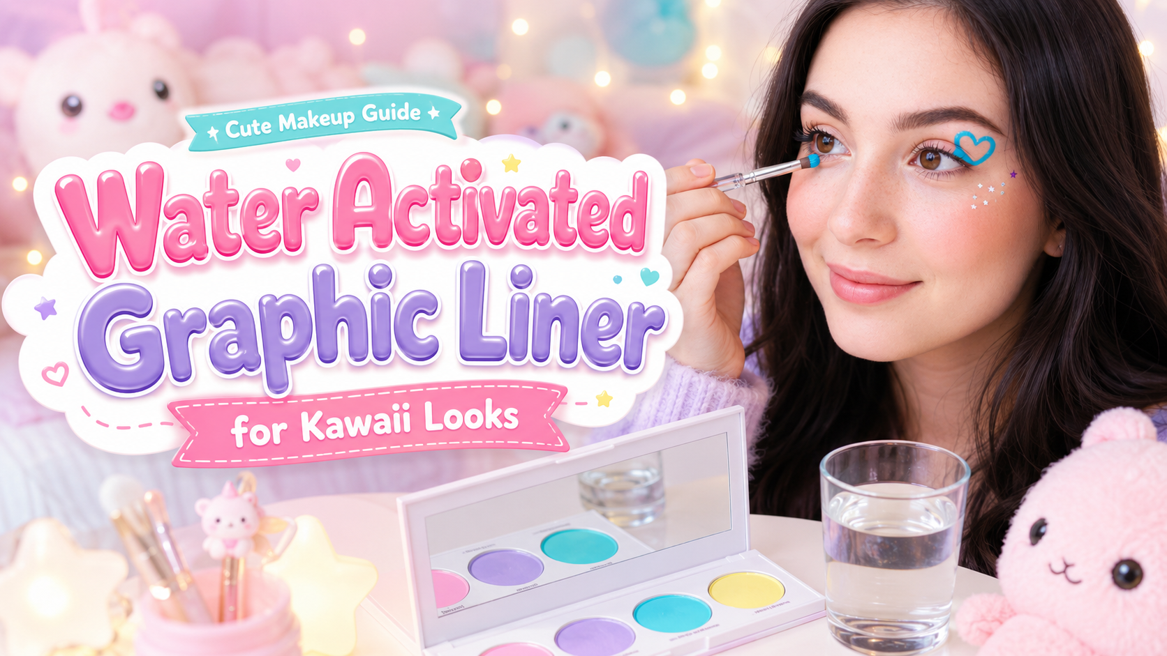 Water Activated Graphic Liner for Kawaii Looks - Anime Makeup, Colorful Eyeliner, Cosplay Makeup, Creative Makeup, Cute