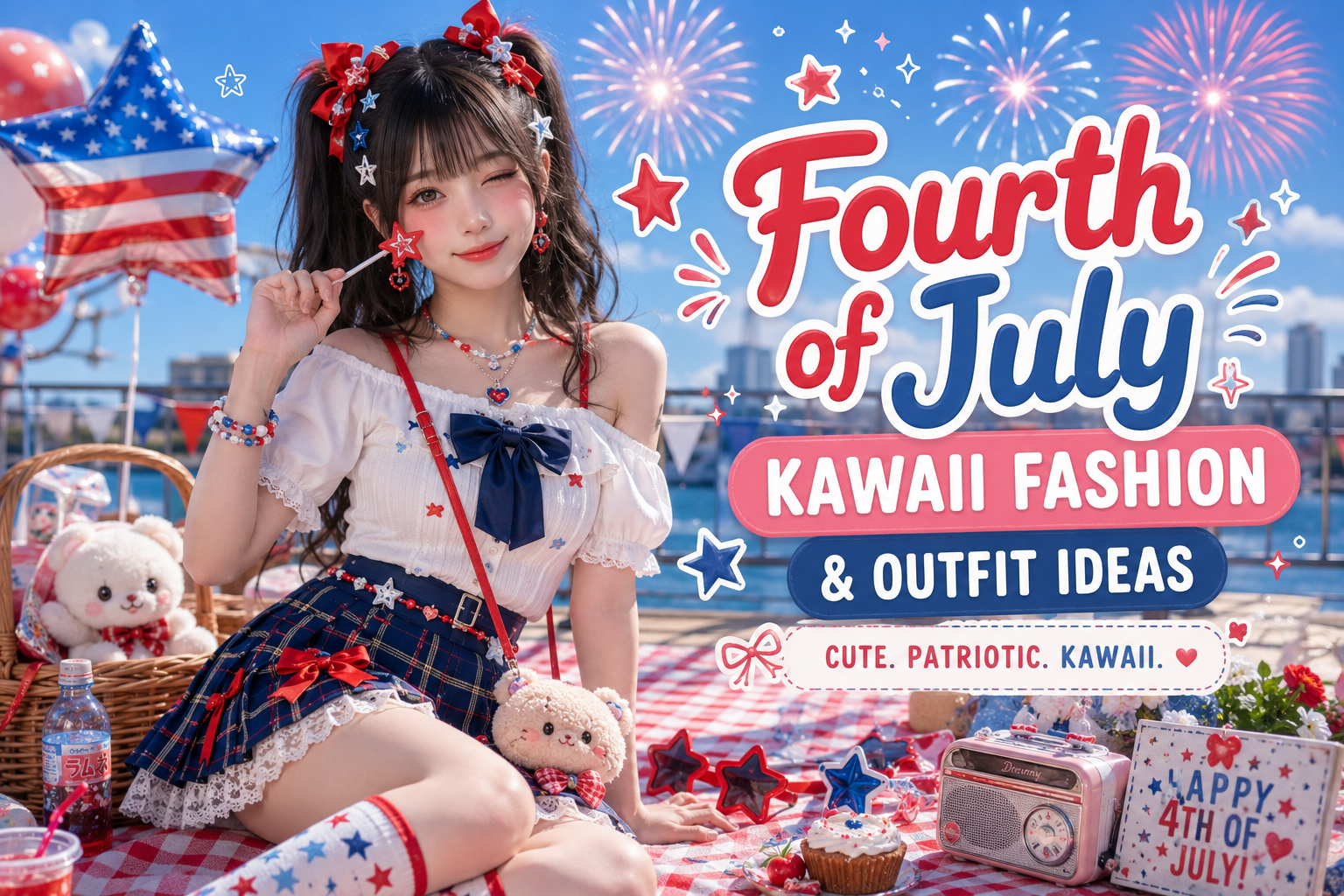 Fourth of July Kawaii Fashion & Outfit Ideas - Fireworks Outfit, Fourth of July, Harajuku Style, Holiday Outfits,