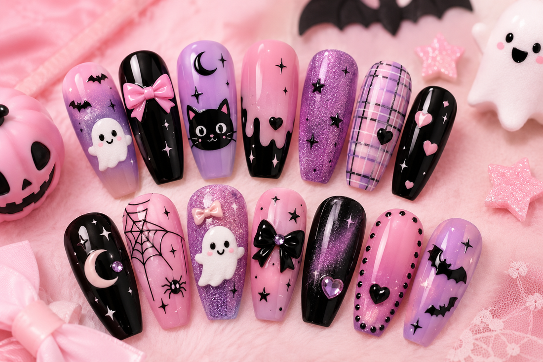 Kawaii Halloween Nails: Cute Spooky Press-On Ideas - Cute Beauty, Halloween Nails, Kawaii Nails, Press-On Nails, Spooky